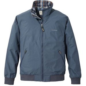 L.L. Bean Men’s Olive Green Warm-Up Bomber Jacket, Flannel-Lined